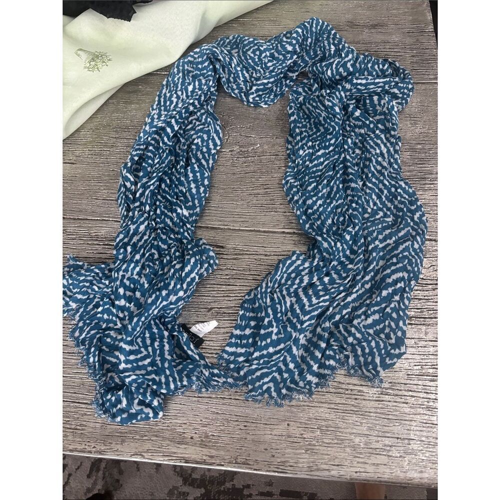 J.crew Teal & White Patterned Lightweight Scarf